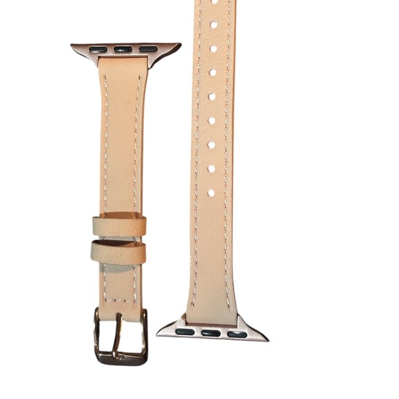 Genuine Leather Apple Watch Strap - Pink, Classic Design, Adjustable Band - Picture 1 of 4